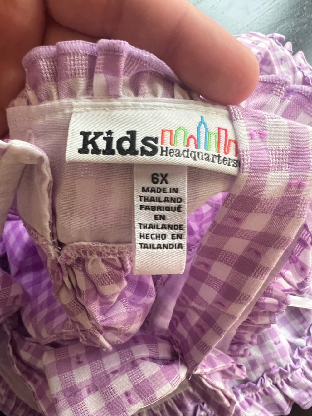 New - Kids Headquarters Purple Gingham Tiered Ruffle Top for Girls | 6X - Picture 7 of 9